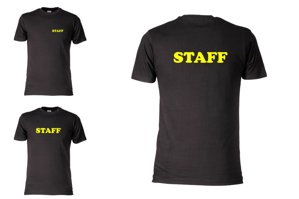 T-shirt Unisex Nera “Staff” – Colore Scritta Neon - immagine 3
