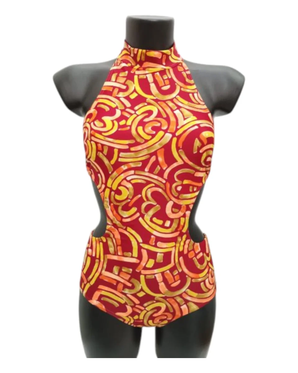 Body trikini bordeaux ocra - immagine 2