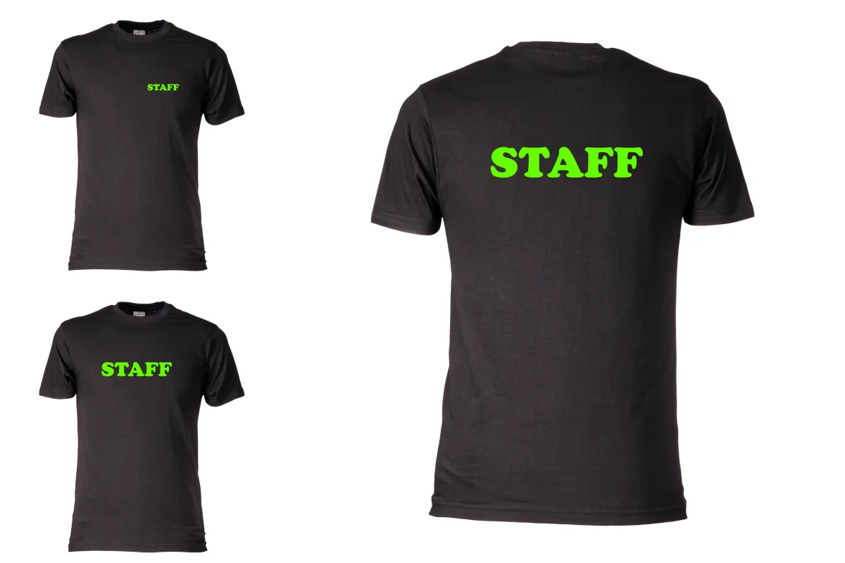 T-shirt Unisex Nera “Staff” – Colore Scritta Neon - immagine 4
