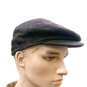 Cappello coppola in pelle marrone