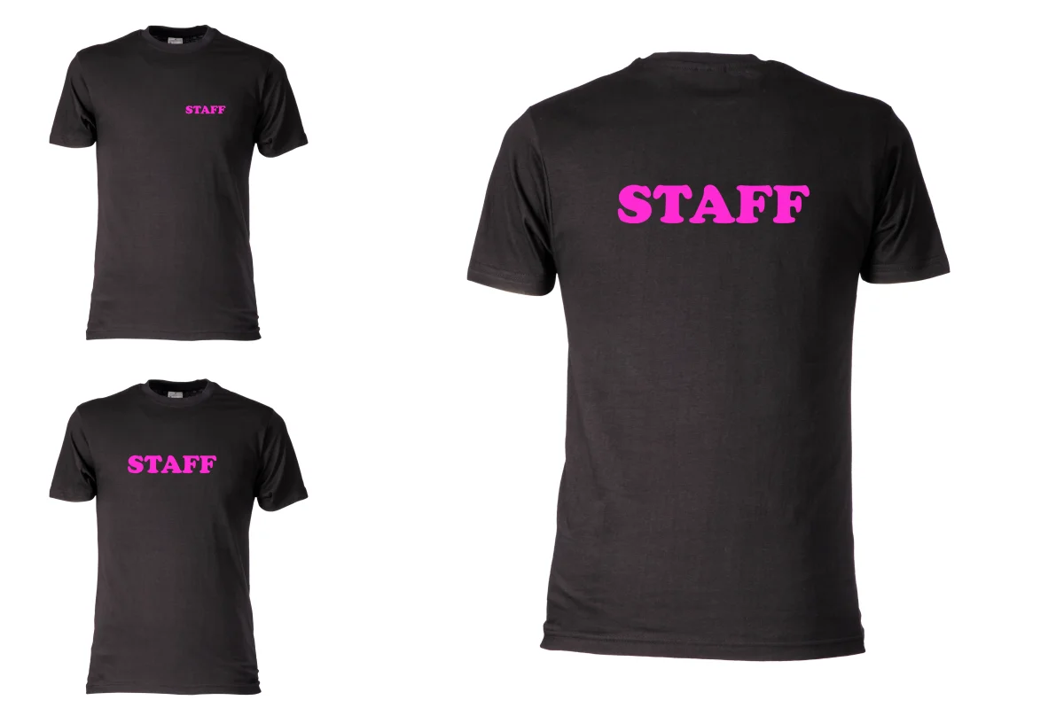 T-shirt Unisex Nera “Staff” – Colore Scritta Neon - immagine 5