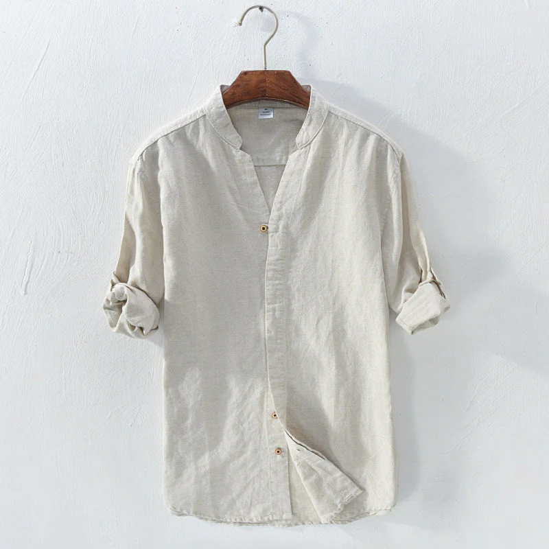 Camicia Coreana in Lino - Old Money® - immagine 3
