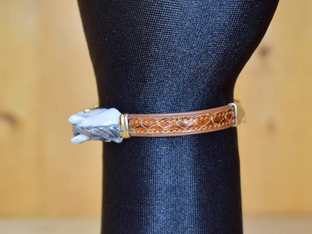 BRACCIALE IN PELLE E BRONZO - immagine 5