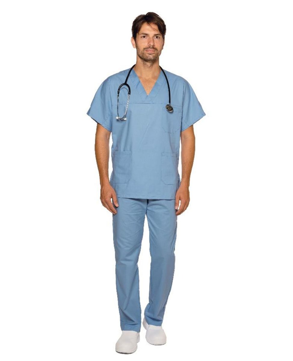 Pantalone con elastico cotone azzurro - immagine 3