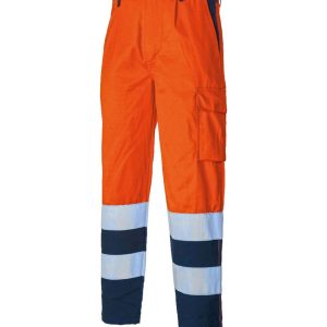Pantalone alta visibilità polycotone arancione / blu