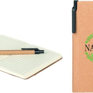 BLOCCO NOTES IN CARTONCINO BIODEGRADABILE A6 CON PENNA