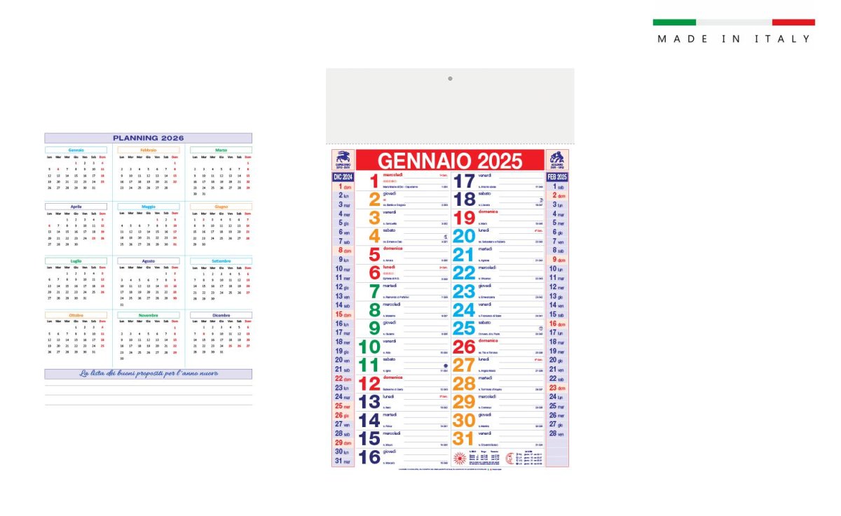 Calendario mensile OLANDESE STAND.MULTICOLOR 12 fogli
