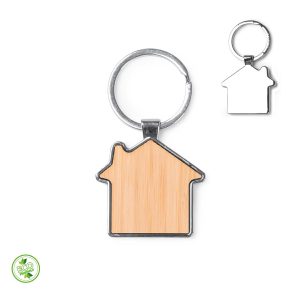 PORTACHIAVI IN BAMBOO E METALLO A FORMA DI CASA