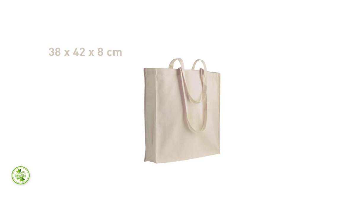 SHOPPER IN COTONE CON SOFFIETTO 38x42x8 cm - immagine 2