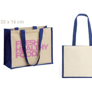 SHOPPER IN JUTA E COTONE MANICI LUNGHI 40x32x16