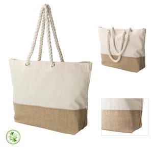 SHOPPER BAG IN COTONE E JUTA 280G 48x35x15