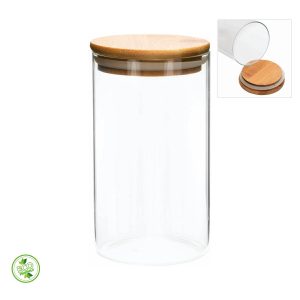 CONTENITORE IN VETRO CON COPERCHIO IN BAMBOO 700 ML