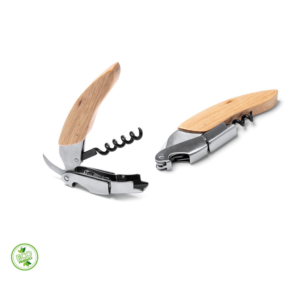 APRIBOTTIGLIE CAVATAPPI IN ACCIAIO INOX E LEGNO