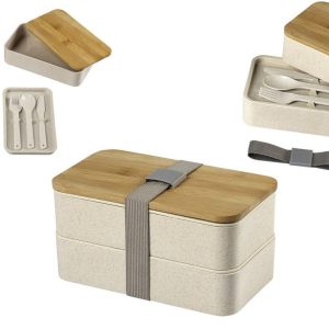 LUNCH BOX CONTENITORE PRANZO 2 SCOMPARTI E POSATE