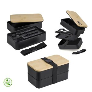 CONTENITORE PRANZO LUNCH BOX 2 SCOMPARTI CON POSATE