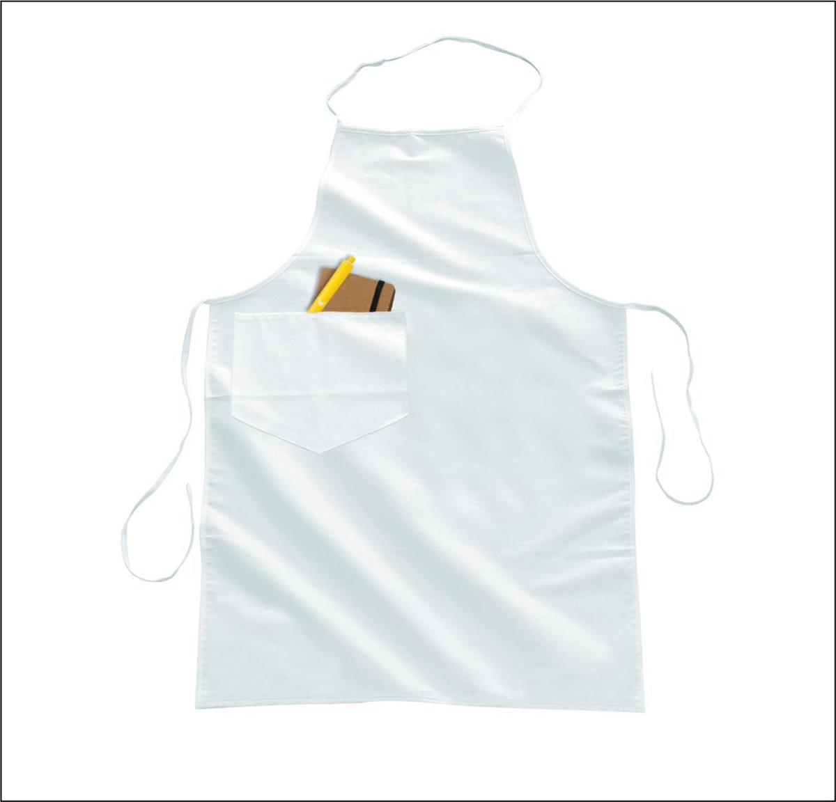 GREMBIULE CON TASCONE BIANCO 100% COTONE - immagine 2