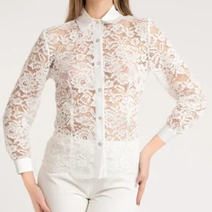 Camicia di pizzo bianca elegante da donna