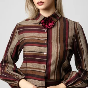 Camicia in lana a righe donna