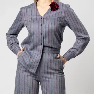 Camicia in lana a righe donna invernale fantasia sartoriale