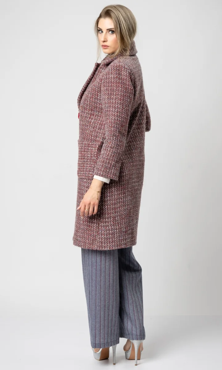 Cappotto sartoriale donna lana tweed rosso elegante - immagine 6