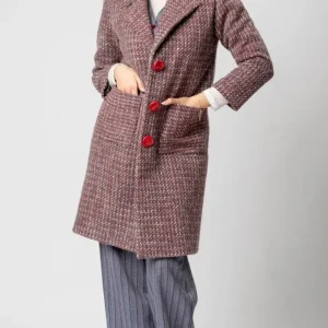 Cappotto sartoriale donna in tweed rosso elegante