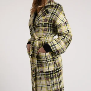Cappotto tartan multicolor avvitato da donna in lana