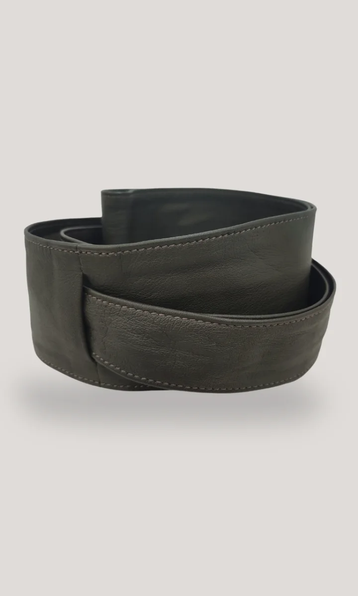 Cintura donna in pelle morbida da annodare colore verde