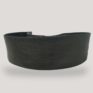 Cintura donna a fascia larga in morbida pelle da annodare nero