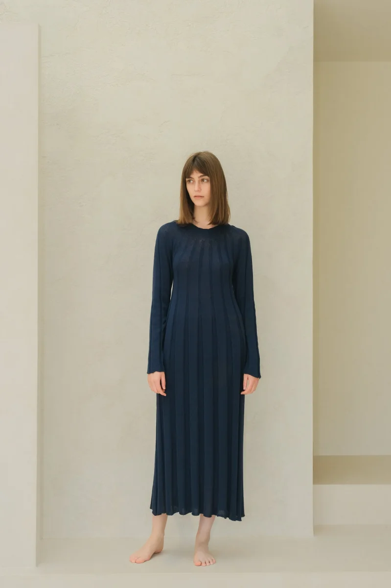 Fine Cotton Maxi Dress (3D-Knit) - immagine 3