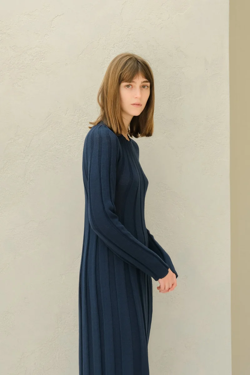 Fine Cotton Maxi Dress (3D-Knit) - immagine 4