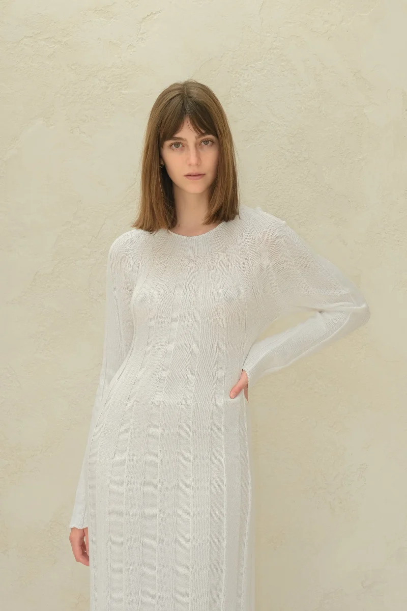 Fine Cotton Maxi Dress (3D-Knit) - immagine 9