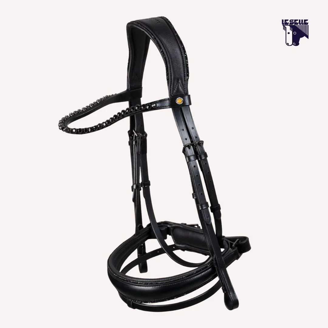 TESTIERA EQUESTRO ANATMICA CON STRASS - NERO