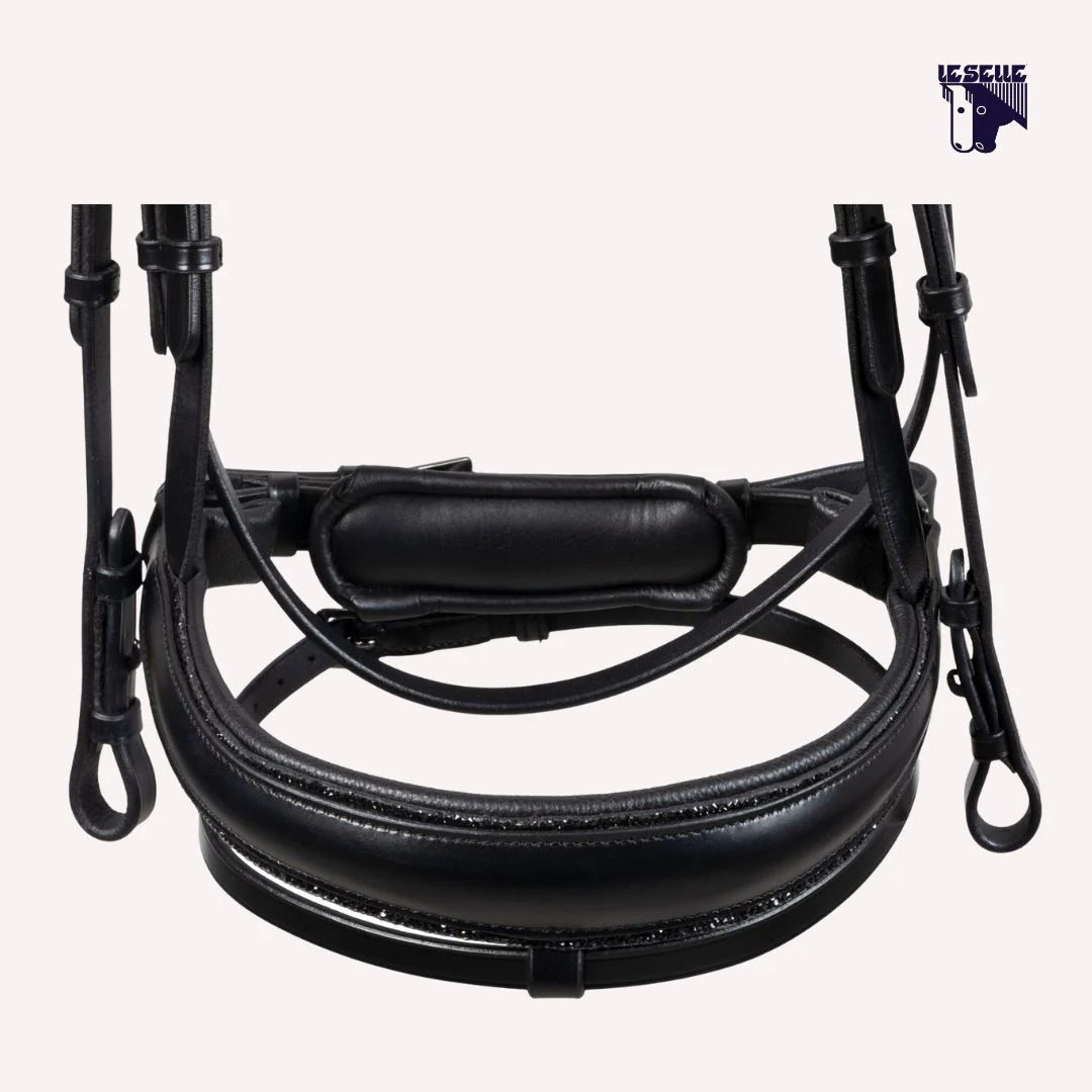 TESTIERA EQUESTRO ANATMICA CON STRASS - NERO - immagine 3