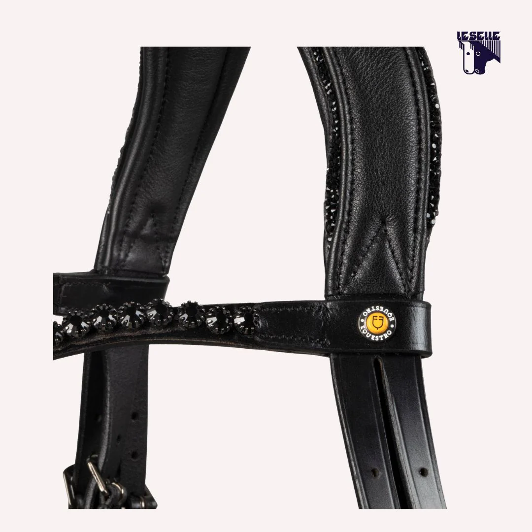 TESTIERA EQUESTRO ANATMICA CON STRASS - NERO - immagine 5