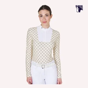 POLO DA CONCORSO EQUESTRO MONOGRAM - CREMA