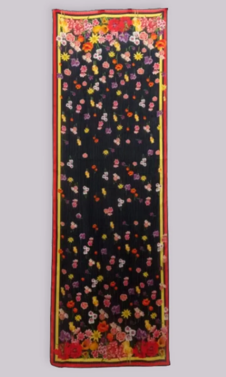 Foulard colorato a fiori rettangolare in 100% seta con borsa regalo - immagine 3