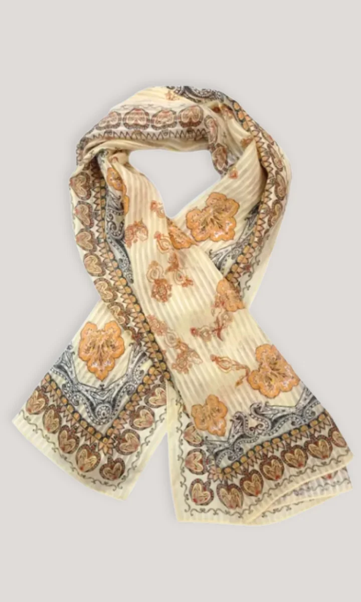 Foulard seta donna a fantasia rettangolare con borsa regalo - immagine 3