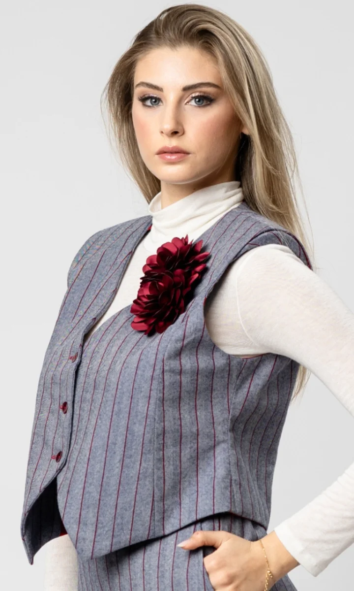 Gilet donna elegante a righe in maglia - immagine 4