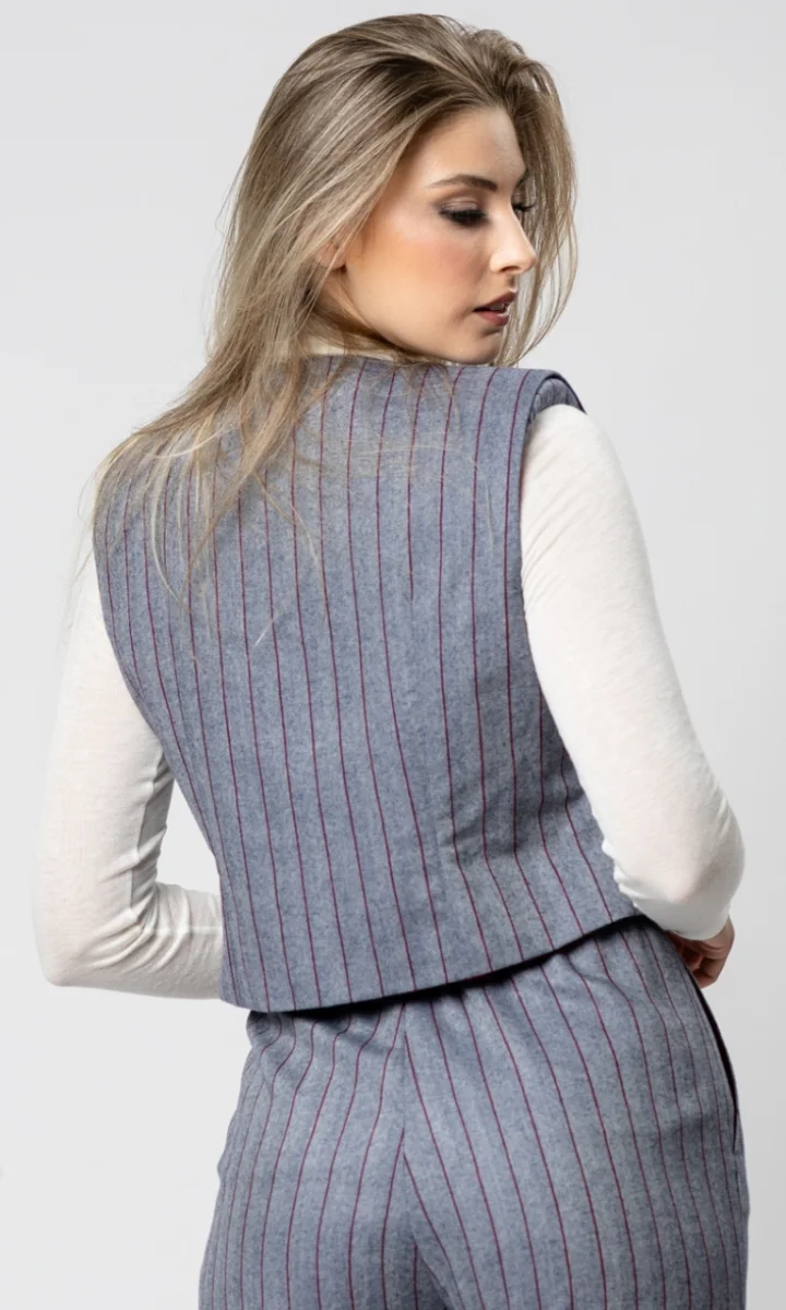 Gilet donna elegante a righe in maglia - immagine 6