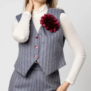 Gilet smanicato a righe da donna elegante in lana