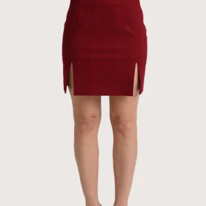 Gonna con spacco davanti rossa a tubino corta principe di galles