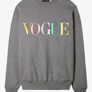 VOGUE Sweatshirt Gray Embroidered Colorful Logo
