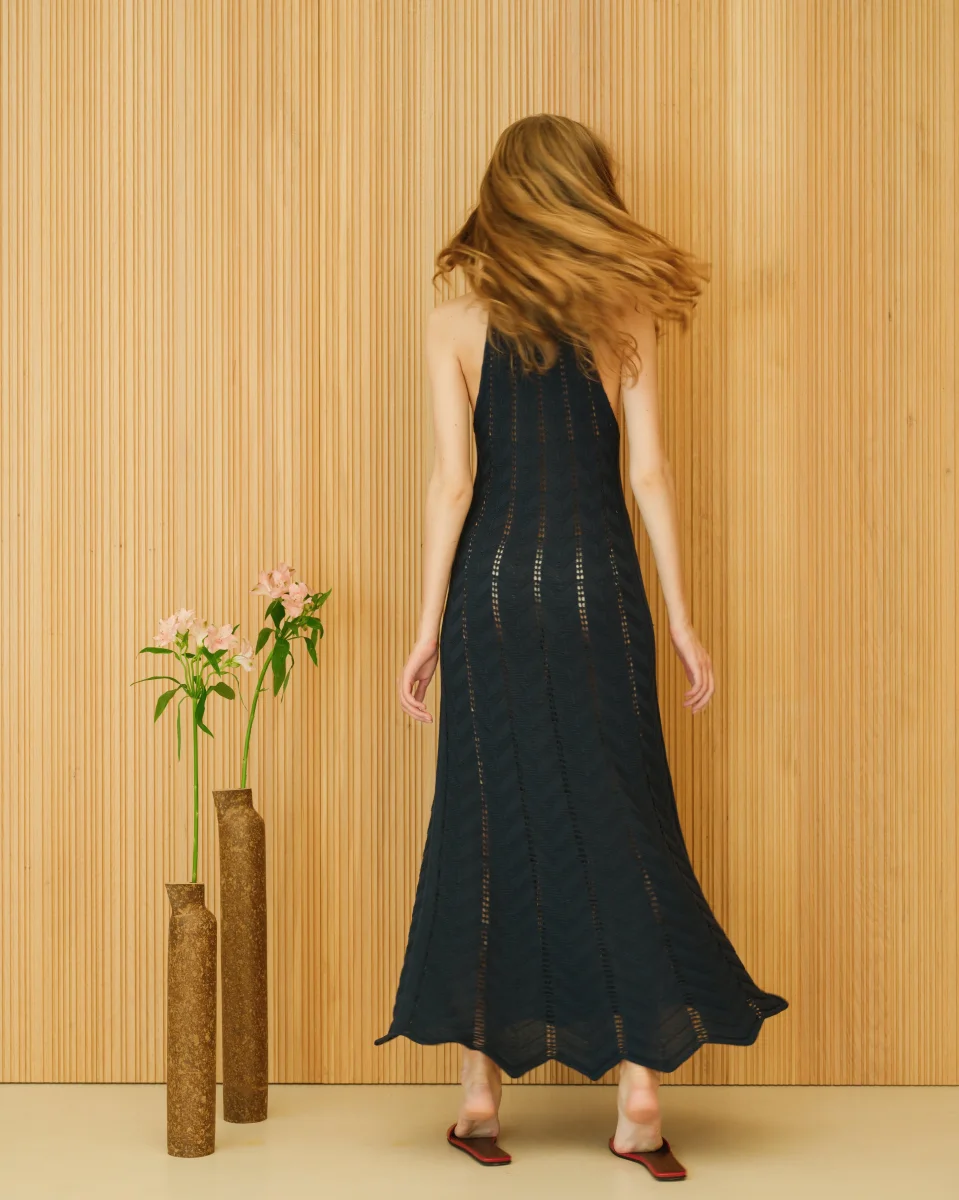 Fine Cotton Dress with Zig Zag Crochet - immagine 4