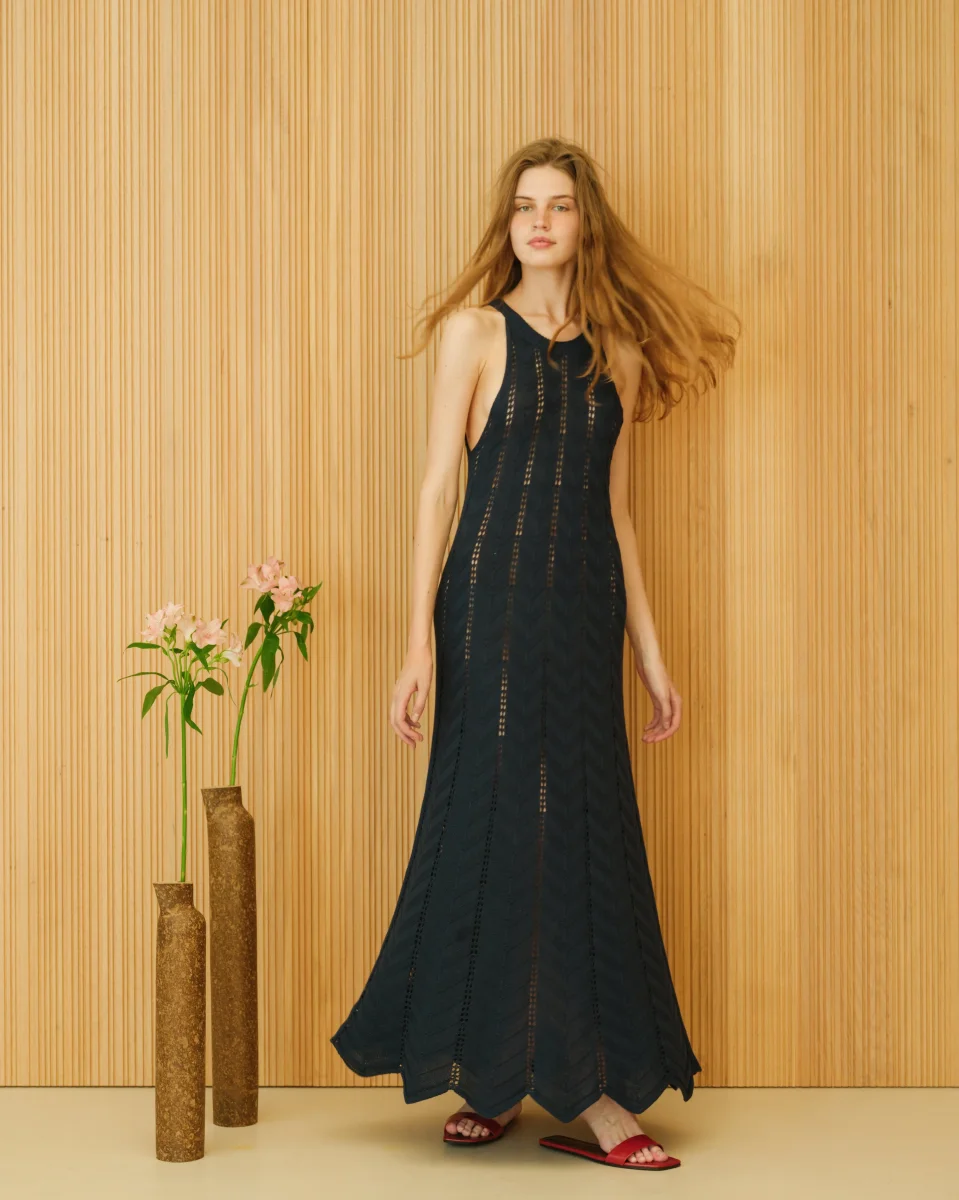 Fine Cotton Dress with Zig Zag Crochet - immagine 2