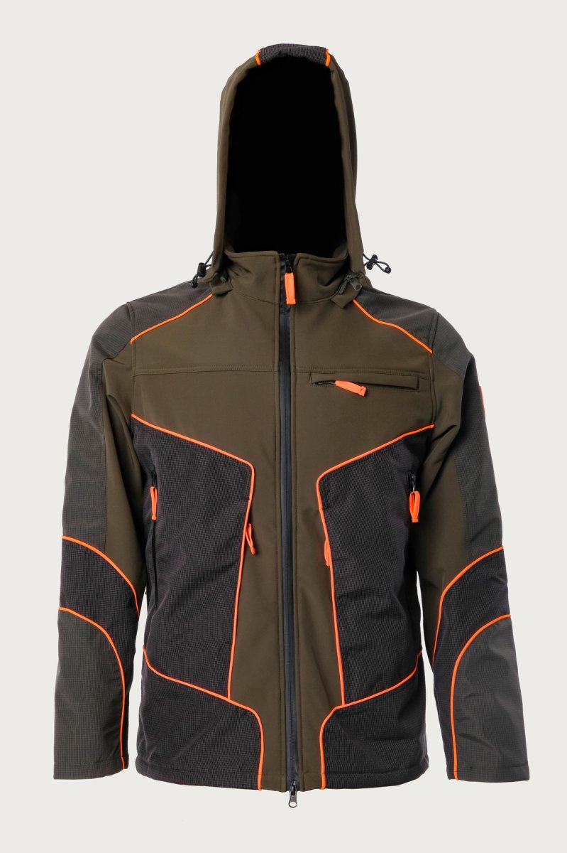 Giacca in softshell arancione alta visibilità RS Hunting LV153