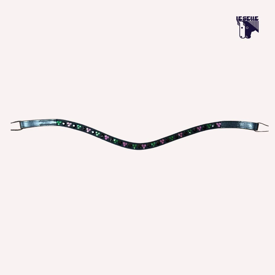 FRONTALINO SILVERLINE TACK - VERDE/FUXIA - immagine 2