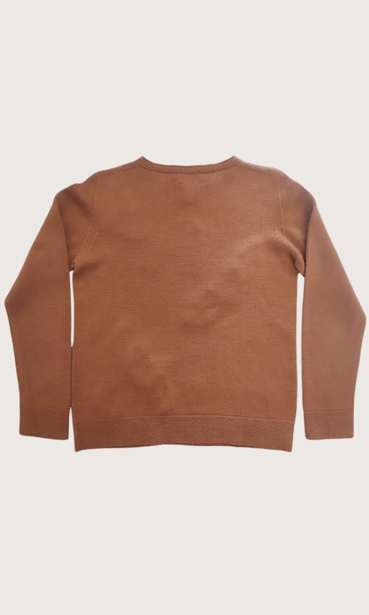 Maglia tabacco con ricami ai ferri da donna - immagine 4