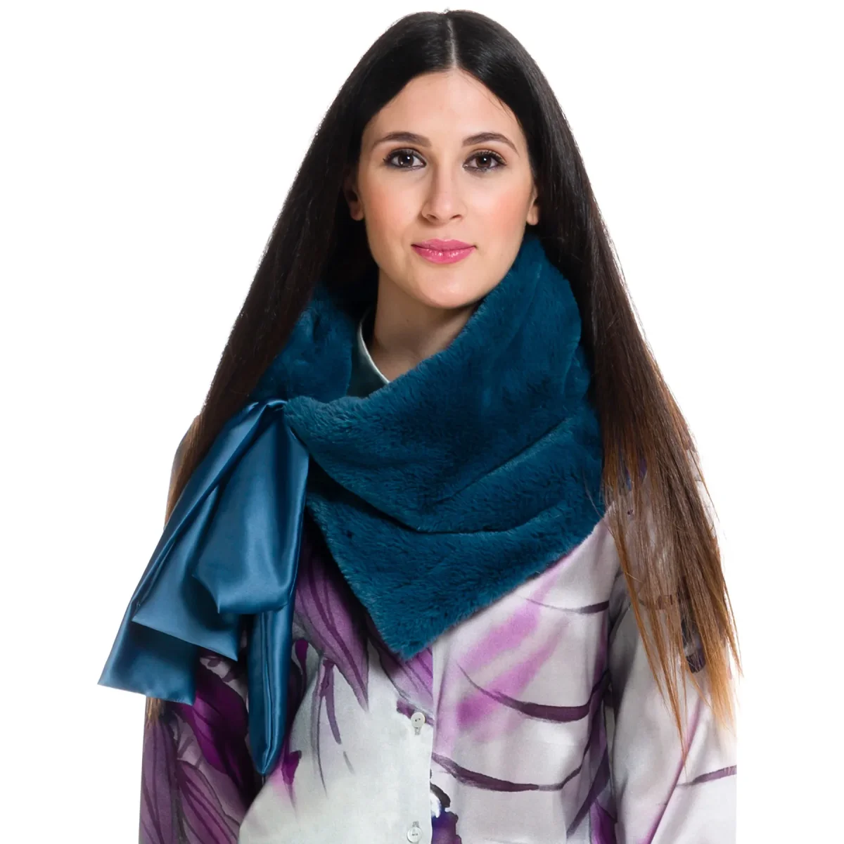 Pelliccia ecologica al metro, tessuto doppia altezza colore denim - immagine 4