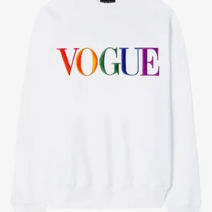VOGUE Sweatshirt White Embroidered Colorful Logo