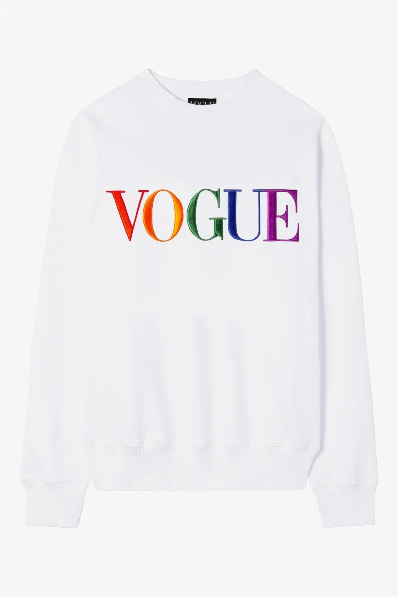 VOGUE Sweatshirt White Embroidered Colorful Logo - immagine 2